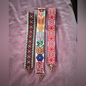 Boho Embroidered Bag Straps Adjustable Crossbody Guitar Straps Set of 3